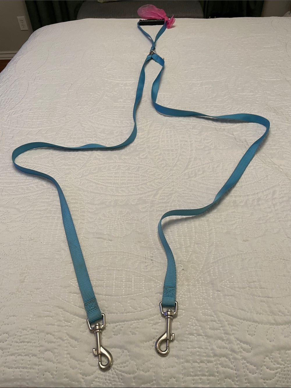 Blue Nylon Double Leash Splitter for Walking Two Dogs at One Time Like New - Picture 3 of 8